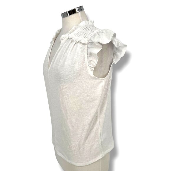 Anthem The Label Karina Top White Ruffle Sleeveless V-Neck Size XS NWT - Picture 4 of 9